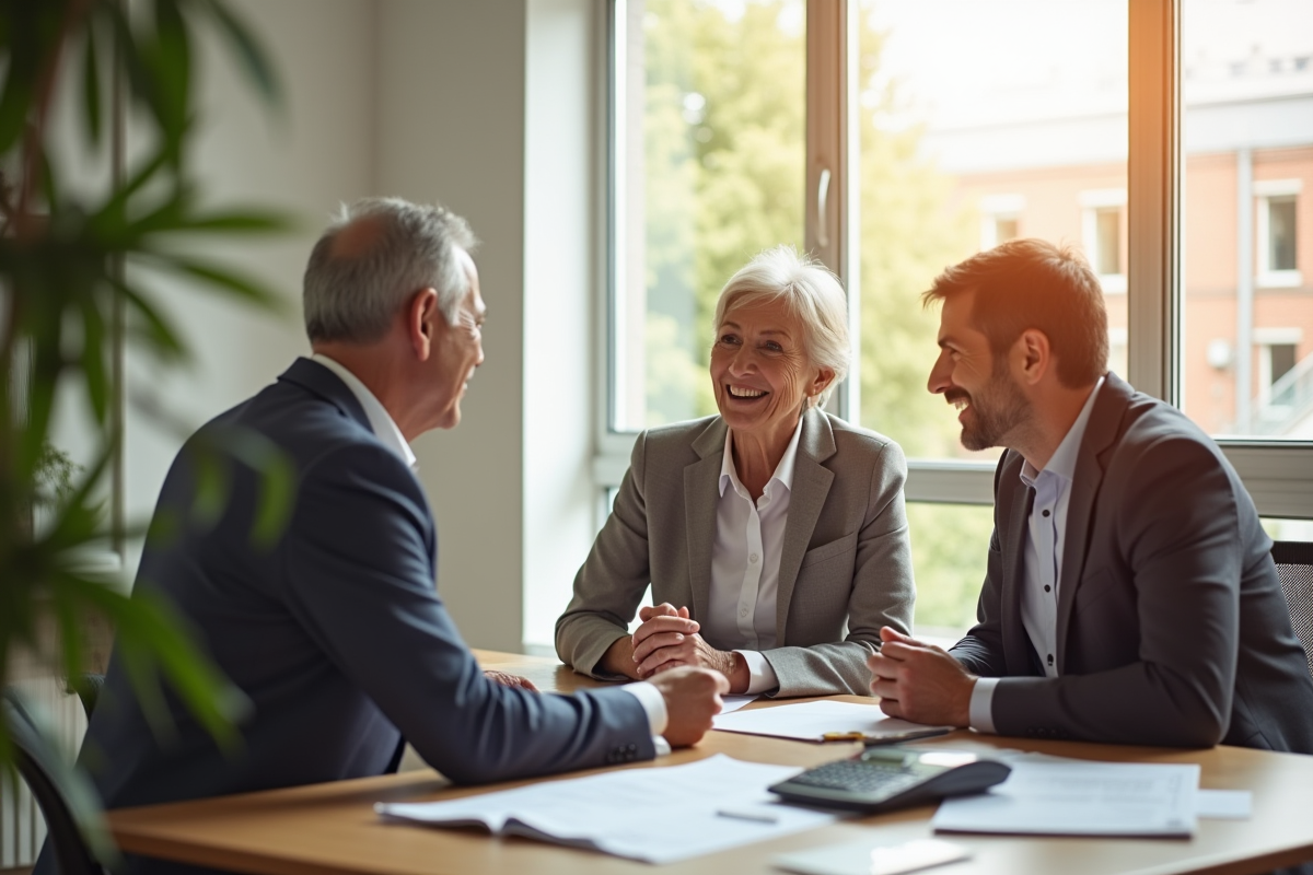 Conseiller financier moderne avec un couple mature