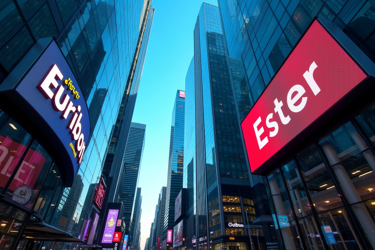 District financier européen avec écrans Euribor et Ester