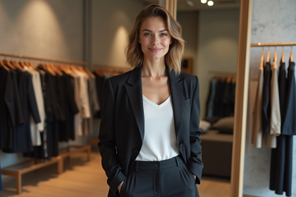 Femme élégante dans une boutique de mode moderne