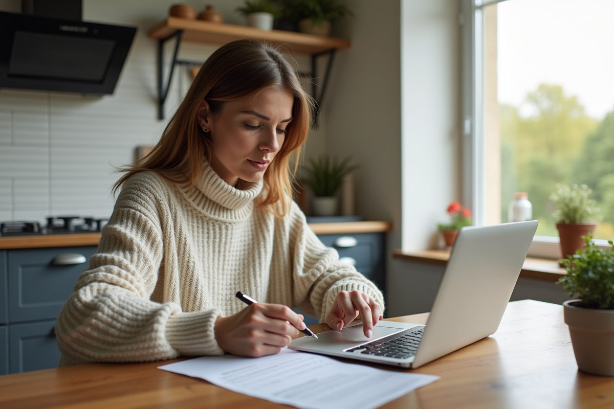 Femme examinant une notice d