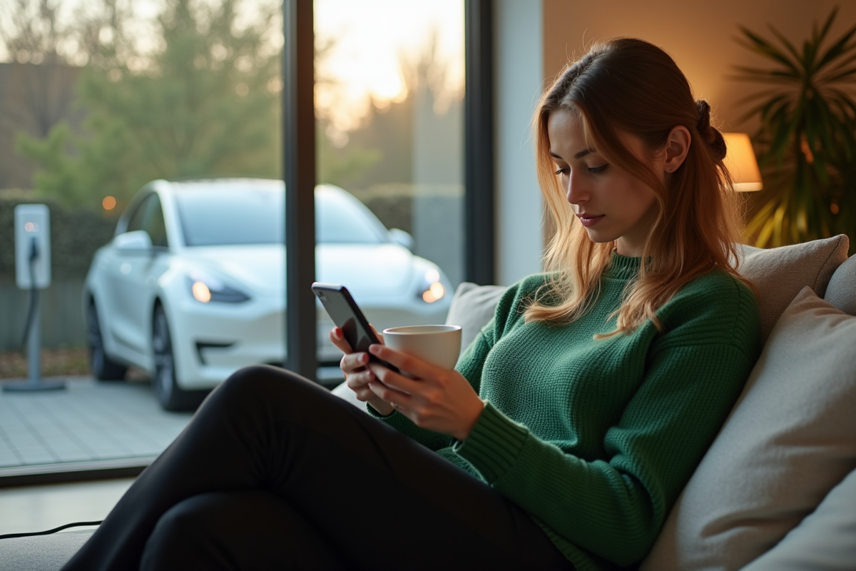 Femme détendue vérifiant l