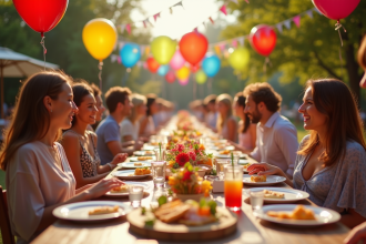 Grand repas d anniversaire en plein air avec 50 invités