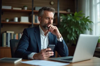 Homme d'âge moyen dans un bureau calme et studieux