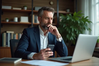 Homme d'âge moyen dans un bureau calme et studieux