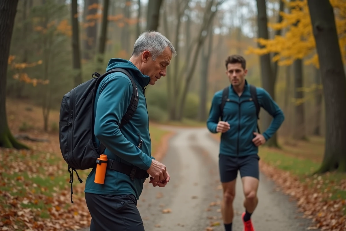 Homme en nature fixant son spray de protection