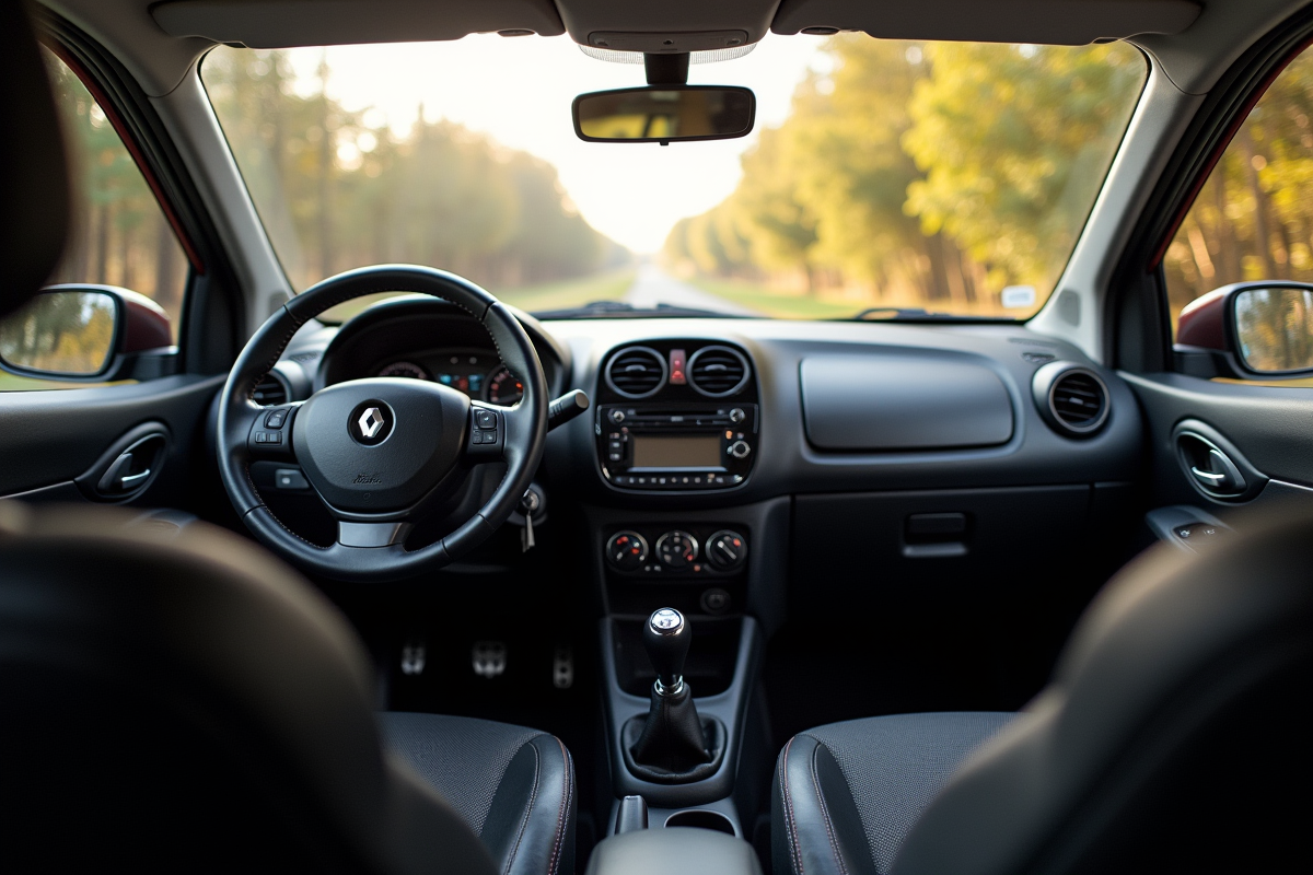 Intérieur du cockpit de la Renault Clio phase 2 vue du conducteur